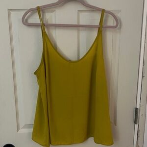 CAbi Olive Yellow Satin Cami with Adjustable Straps